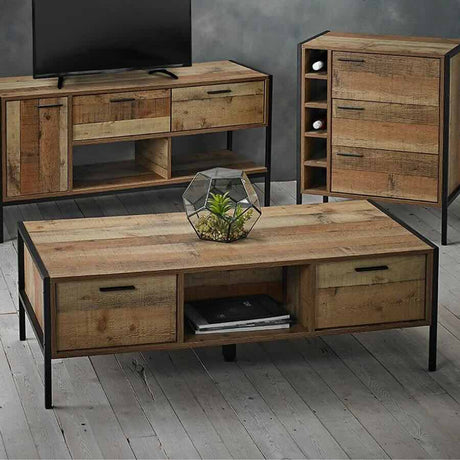 Industrial-Rectangular-Wood-Coffee-Table-With-2-Drawers-_-Storage-Black-Metal-Legs-125cm