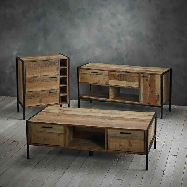 Industrial-Rectangular-Wood-Coffee-Table-With-2-Drawers-_-Storage-Black-Metal-Legs-125cm