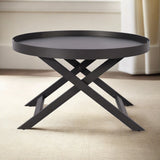 Industrial-Round-Black-Metal-Coffee-Table-With-Black-Metal-Cross-Over-Legs-75cm