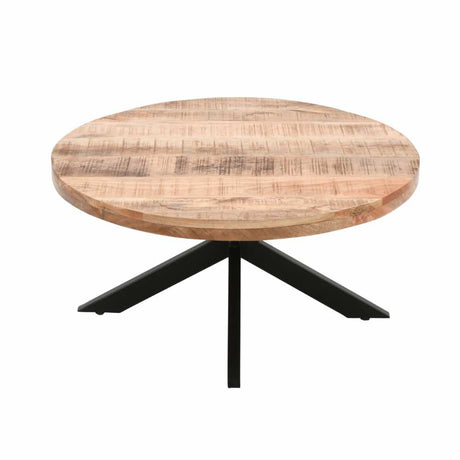 Industrial-Round-Solid-Mango-Wood-Coffee-Table-Black-Metal-Crossover-Legs-80cm