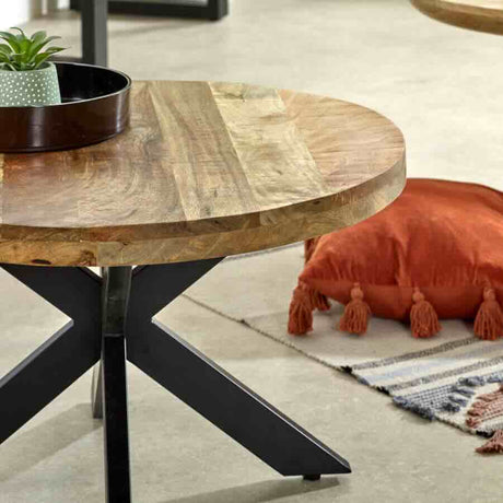 Industrial-Round-Solid-Mango-Wood-Coffee-Table-Black-Metal-Crossover-Legs-80cm