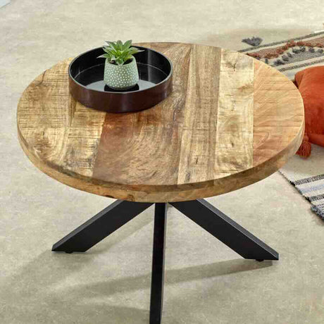 Industrial-Round-Solid-Mango-Wood-Coffee-Table-Black-Metal-Crossover-Legs-80cm