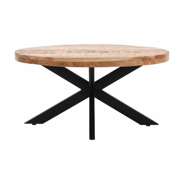 Industrial-Round-Solid-Mango-Wood-Coffee-Table-Black-Metal-Crossover-Legs-80cm