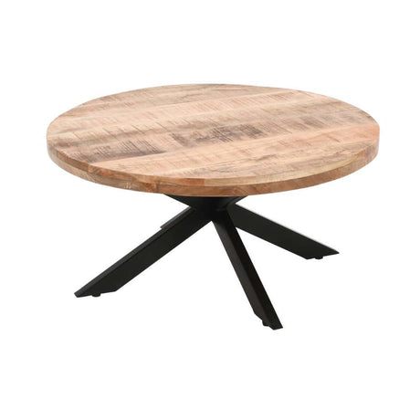 Industrial-Round-Solid-Mango-Wood-Coffee-Table-Black-Metal-Crossover-Legs-80cm