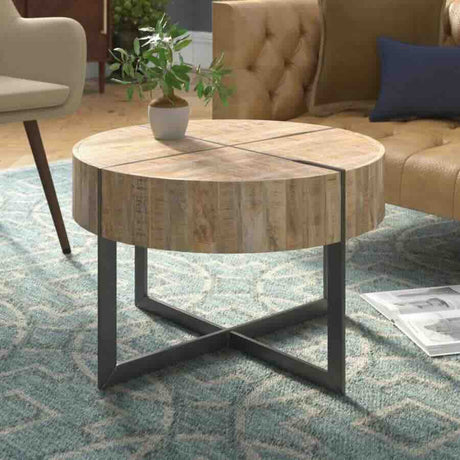 Industrial-Round-Solid-Mango-Wood-Coffee-Table-With-Black-Metal-Base-70cm