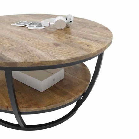 Industrial-Round-Solid-Mango-Wood-Coffee-Table-With-Shelf-Black-Metal-Frame-60cm