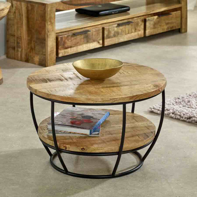 Industrial-Round-Solid-Mango-Wood-Coffee-Table-With-Shelf-Black-Metal-Frame-60cm