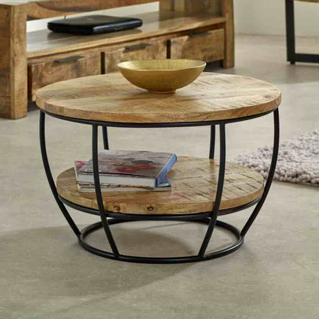 Industrial-Round-Solid-Mango-Wood-Coffee-Table-With-Shelf-Black-Metal-Frame-60cm