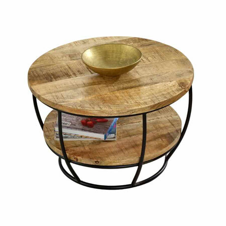 Industrial-Round-Solid-Mango-Wood-Coffee-Table-With-Shelf-Black-Metal-Frame-60cm