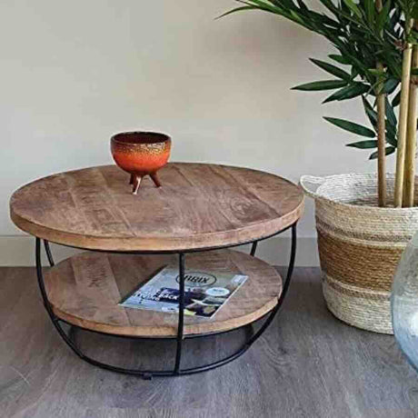 Industrial-Round-Solid-Mango-Wood-Coffee-Table-With-Shelf-Black-Metal-Frame-60cm