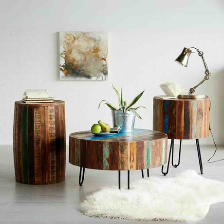 Industrial-Rustic-Round-Natural-Reclaimed-Wood-Side-Table-Metal-Legs-45cm