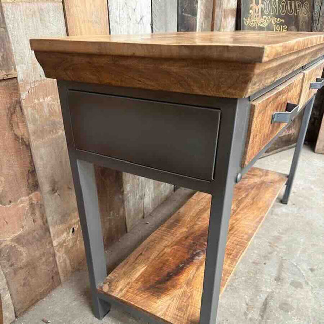 Industrial-Solid-Acacia-Wood-Console-With-Drawers-Metal-Legs