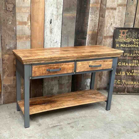 Industrial-Solid-Acacia-Wood-Console-With-Drawers-Metal-Legs