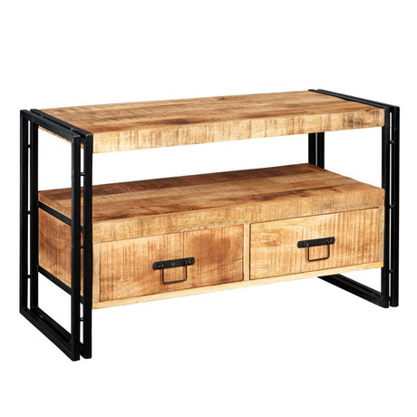 Marta Industrial Mango Wood And Metal TV Stand With Storage