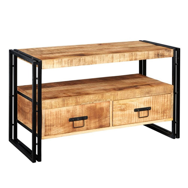 Marta Industrial Mango Wood And Metal TV Stand With Storage