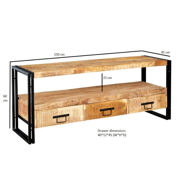 Marta Industrial Mango Wood And Metal TV Stand With Storage