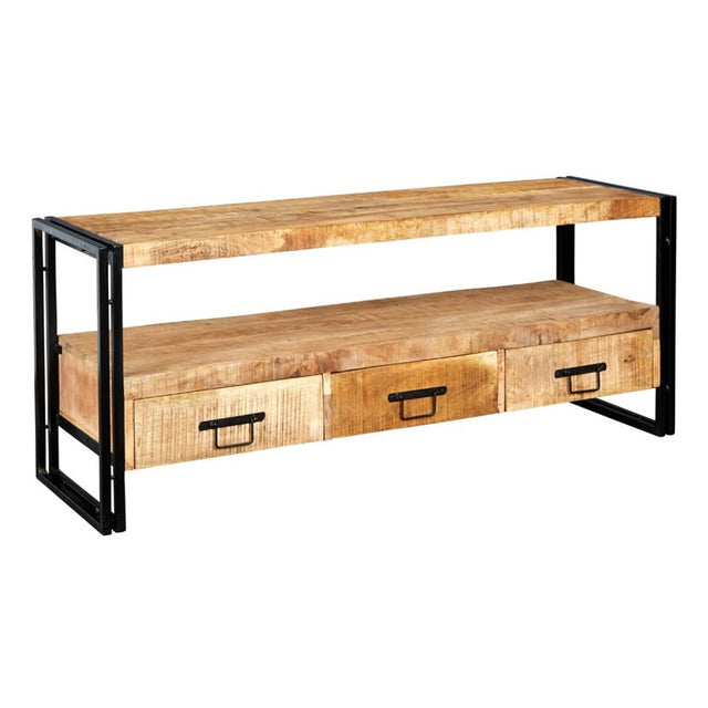 Marta Industrial Mango Wood And Metal TV Stand With Storage