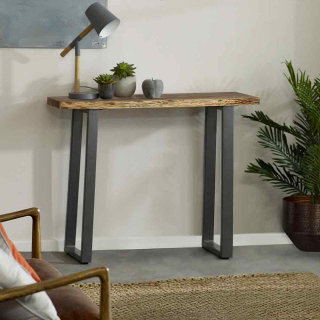 Industrial-Solid-Wood-Live-Edge-Rectangular-Console-Table-Black-Metal-Legs-100cm