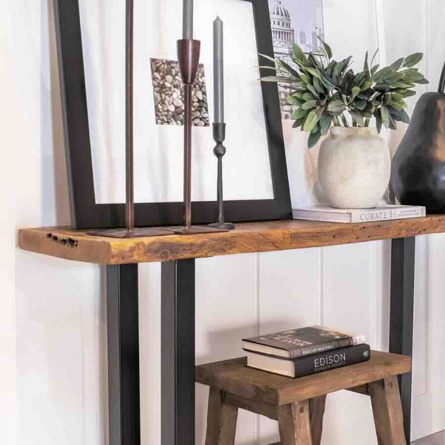 Industrial-Solid-Wood-Live-Edge-Rectangular-Console-Table-Black-Metal-Legs-100cm