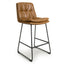 Hudson Industrial Tan Brown Leather Bar Stools Set of 2