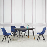 Industrial-Tulip-Style-Blue-Velvet-Dining-Chair-Black-Metal-Legs-Set-of-4