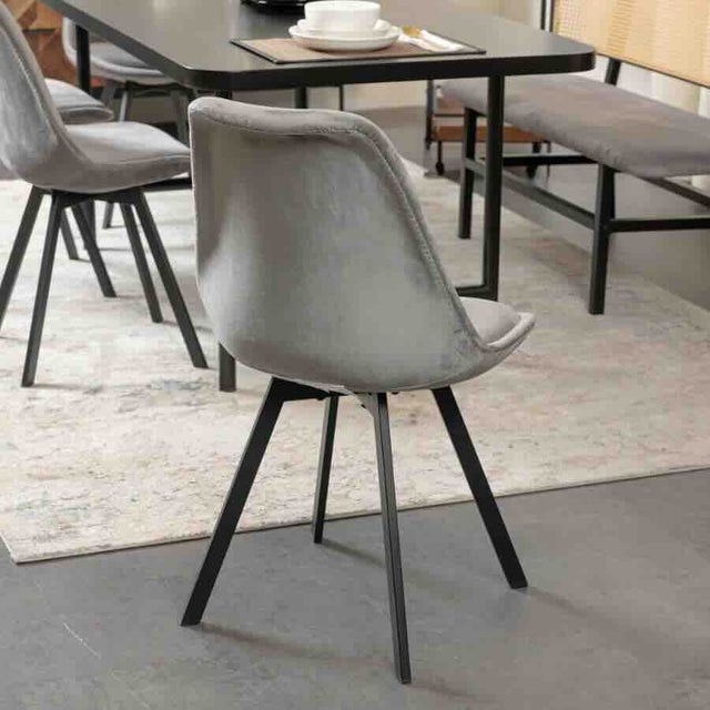 Industrial-Tulip-Style-Grey-Velvet-Dining-Chair-Black-Metal-Legs-Set-of-4