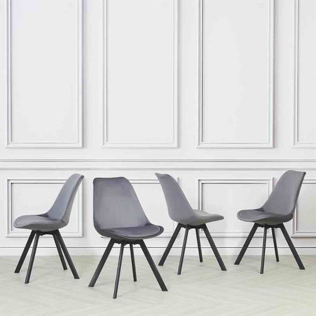 Industrial-Tulip-Style-Grey-Velvet-Dining-Chair-Black-Metal-Legs-Set-of-4