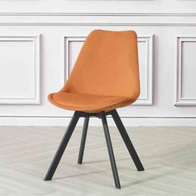 Industrial-Tulip-Style-Orange-Velvet-Dining-Chair-Black-Metal-Legs-Set-of-4