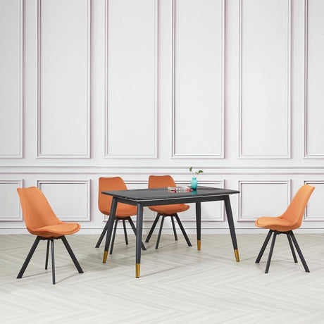 Industrial-Tulip-Style-Orange-Velvet-Dining-Chair-Black-Metal-Legs-Set-of-4