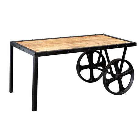 Industrial-Vintage-Cart-Reclaimed-Wood-Rectangular-Coffee-Table-With-Metal-Legs-Wheels-100cm