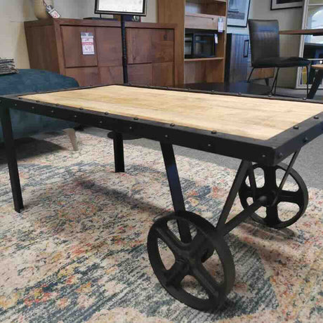 Industrial-Vintage-Cart-Reclaimed-Wood-Rectangular-Coffee-Table-With-Metal-Legs-Wheels-100cm