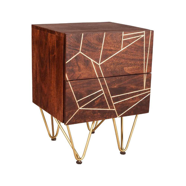 Industrial-Vintage-Solid-Dark-Wood-Walnut-Side-Table-With-Gold-Inlays-_-Storage-Gold-Metal-Legs