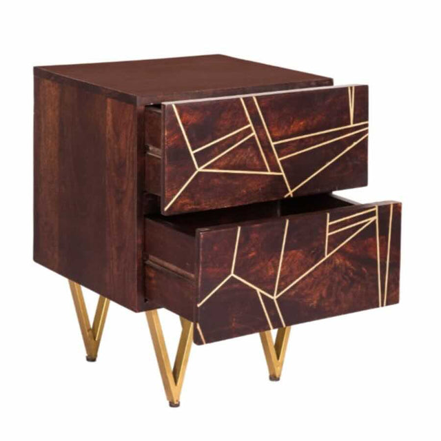 Industrial-Vintage-Solid-Dark-Wood-Walnut-Side-Table-With-Gold-Inlays-_-Storage-Gold-Metal-Legs