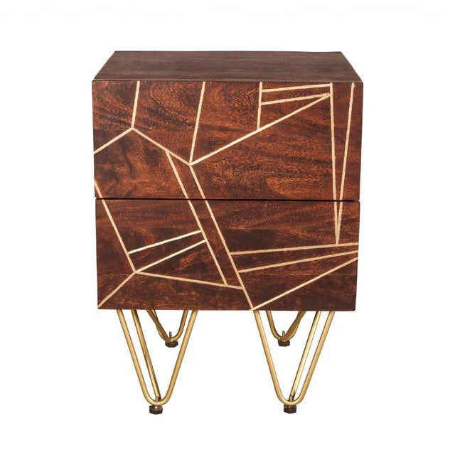 Industrial-Vintage-Solid-Dark-Wood-Walnut-Side-Table-With-Gold-Inlays-_-Storage-Gold-Metal-Legs