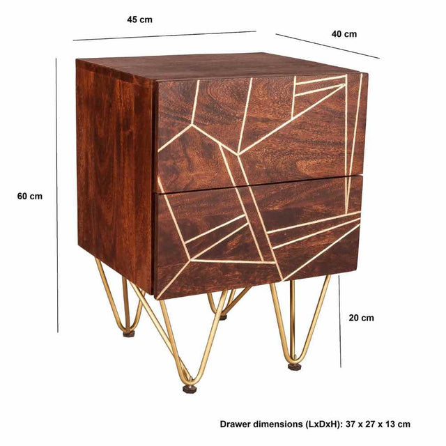 Industrial-Vintage-Solid-Dark-Wood-Walnut-Side-Table-With-Gold-Inlays-_-Storage-Gold-Metal-Legs