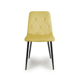 Industrial-Yellow-Velvet-Dining-Chair-Diamond-Stitching-Black-Metal-Legs-Set-of-2