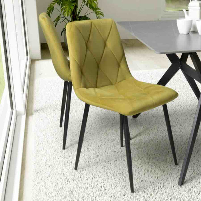 Industrial-Yellow-Velvet-Dining-Chair-Diamond-Stitching-Black-Metal-Legs-Set-of-2