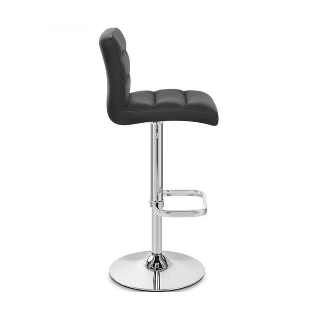 Industrial-black-leather-bar-stool-with-backrest-and-chrome-metal-base