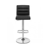 Industrial-black-leather-bar-stool-with-backrest-and-chrome-metal-base