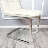 Industrial-cream-leather-dining-chairs-chrome-leg