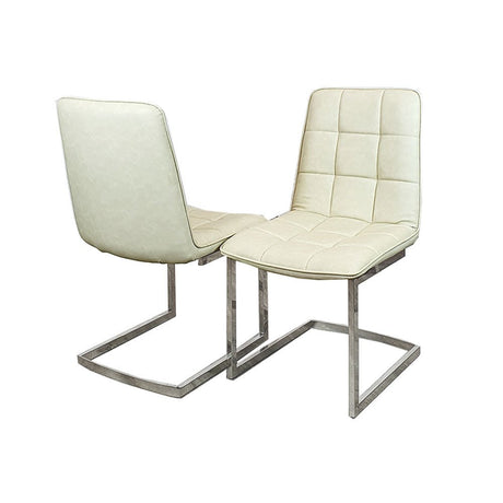 Industrial-cream-leather-dining-chairs-chrome-leg