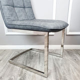 Industrial-dark-grey-leather-dining-chairs-chrome-leg