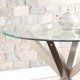 Industrial-round-tempered-glass-dining-table-with-chrome-stainless-steel-base-110cm