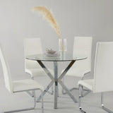 Industrial-round-tempered-glass-dining-table-with-chrome-stainless-steel-base-110cm