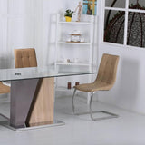 Industrial-tempered-glass-dining-table-with-rectangular-glass-top-and-solid-wood-and-metal-base-160cm