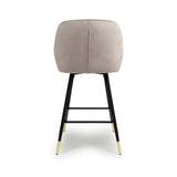 Light-Grey-Modern-Velvet-Bar-Stool-Diamond-Stitching-Black-Legs-With-Gold-Tips-Set-of-2