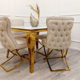 Luxury-square-white-glass-gold-dining-table-100cm-and-modern-open-back-velvet-dining-chairs-dining-table-set-for-4