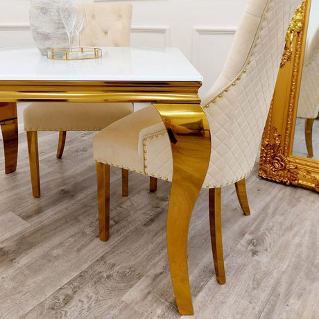 Luxury-square-white-glass-gold-dining-table-100cm-and-modern-open-back-velvet-dining-chairs-dining-table-set-for-4