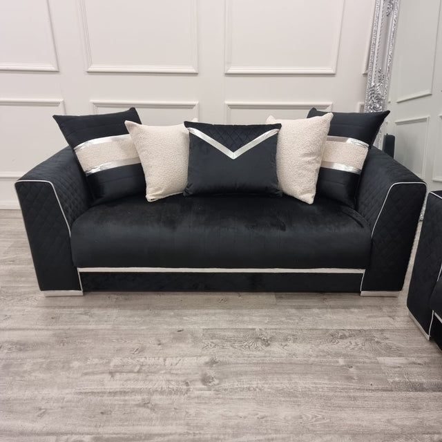    Luxury-2_3-Black-Velvet-Sofa-With-Chrome-Detailing-With-Cushions