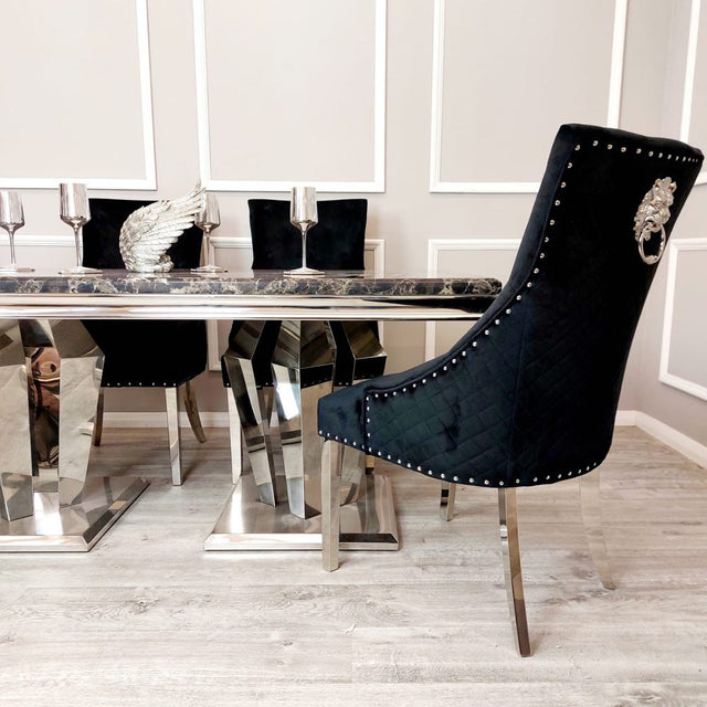 Luxury-8-seater-black-marble-dining-table-rectangular-marble-top-stainless-steel-base-180cm